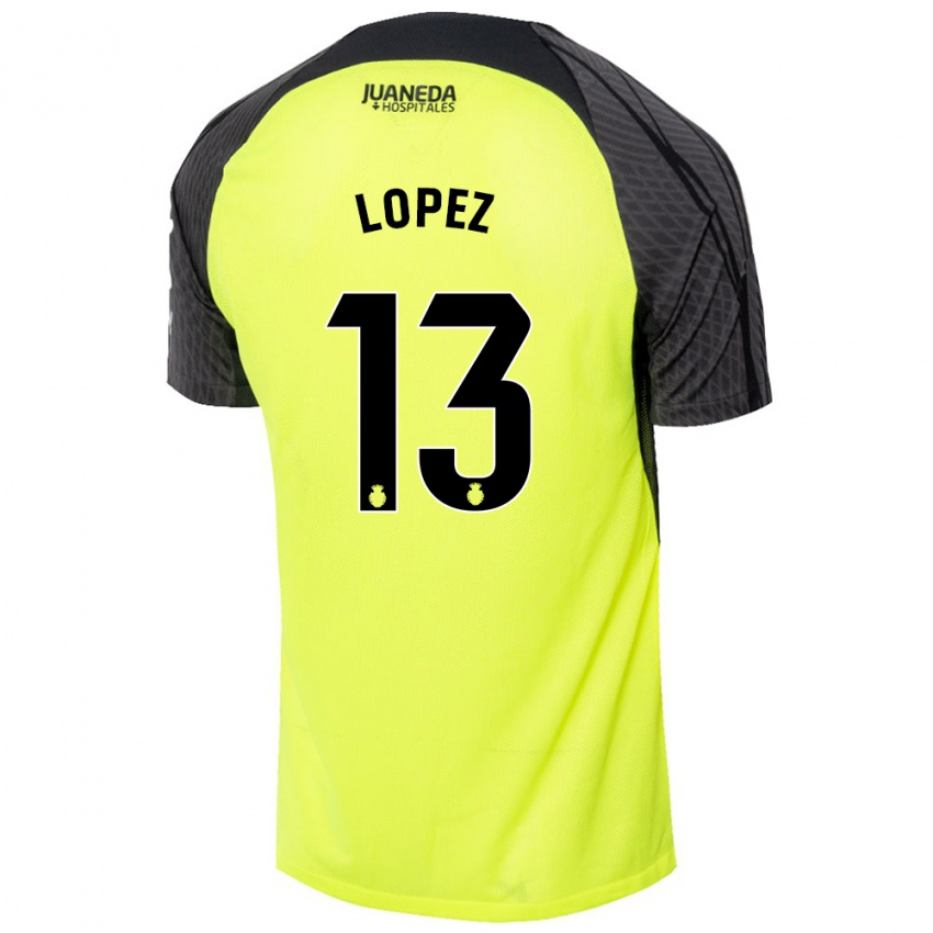 Hombre Camiseta Iván López #13 Verde Fluorescente Negro 2ª Equipación 2024/25 La Camisa