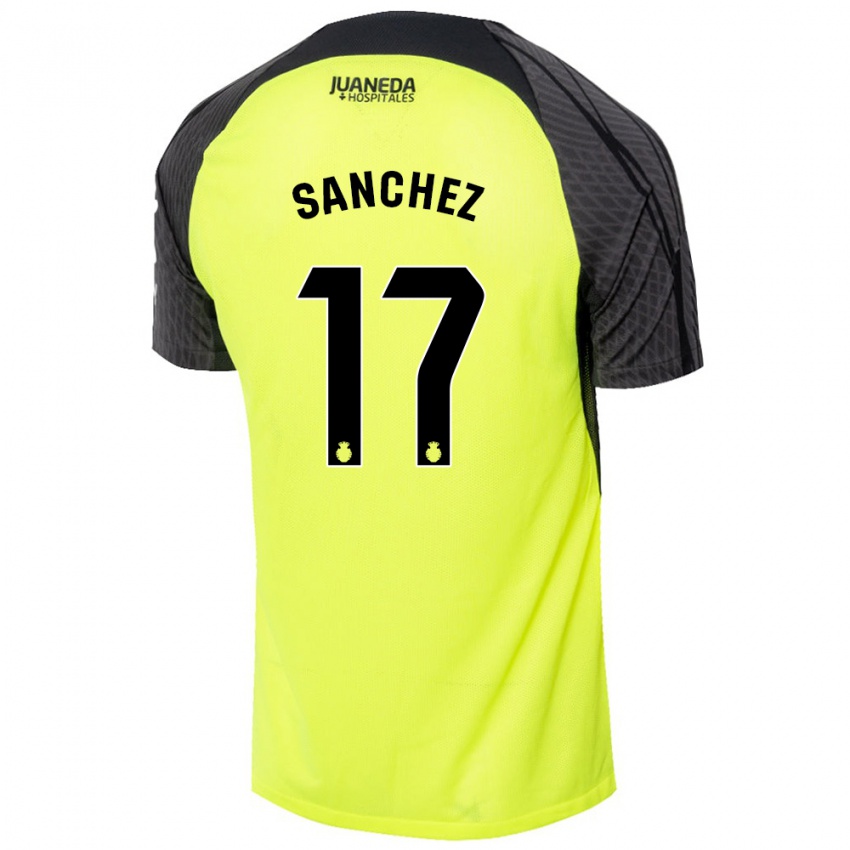 Hombre Camiseta Avelino Sánchez #17 Verde Fluorescente Negro 2ª Equipación 2024/25 La Camisa