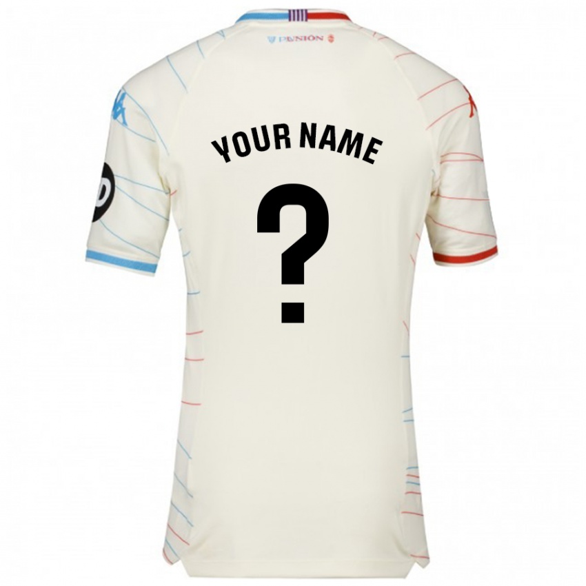 Hombre Camiseta Ihren Namen #0 Blanco Rojo Azul 2ª Equipación 2024/25 La Camisa