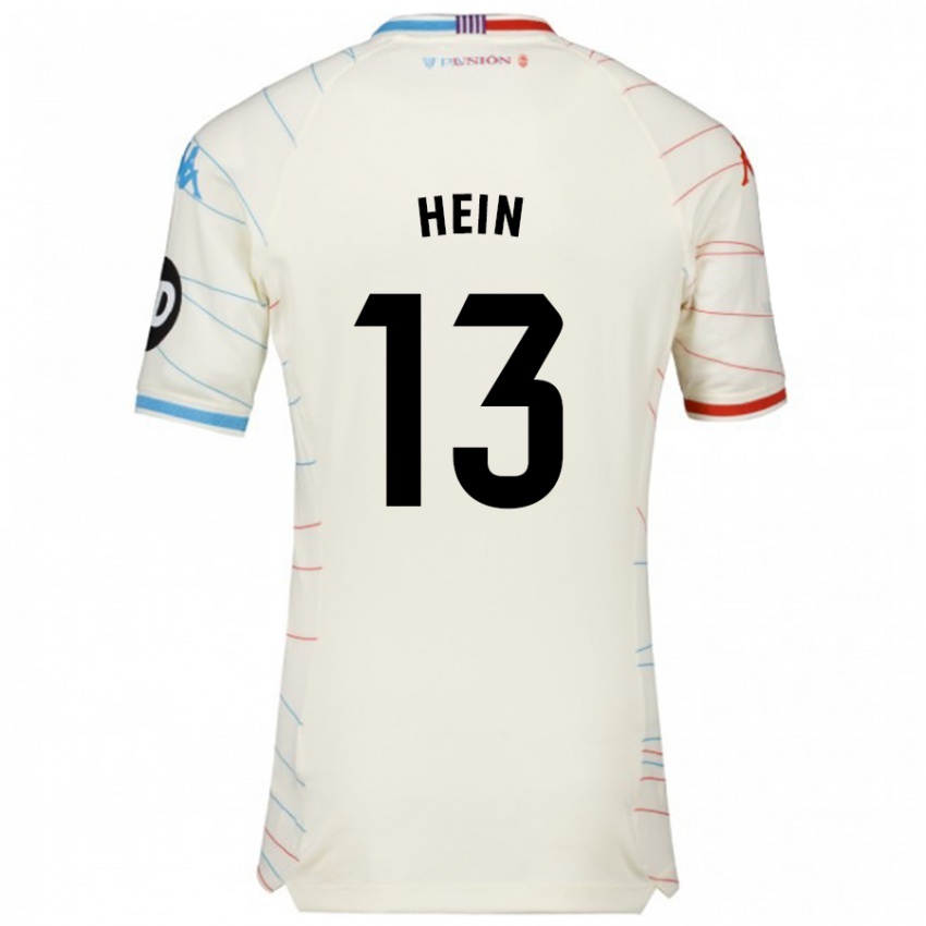 Hombre Camiseta Karl Hein #13 Blanco Rojo Azul 2ª Equipación 2024/25 La Camisa