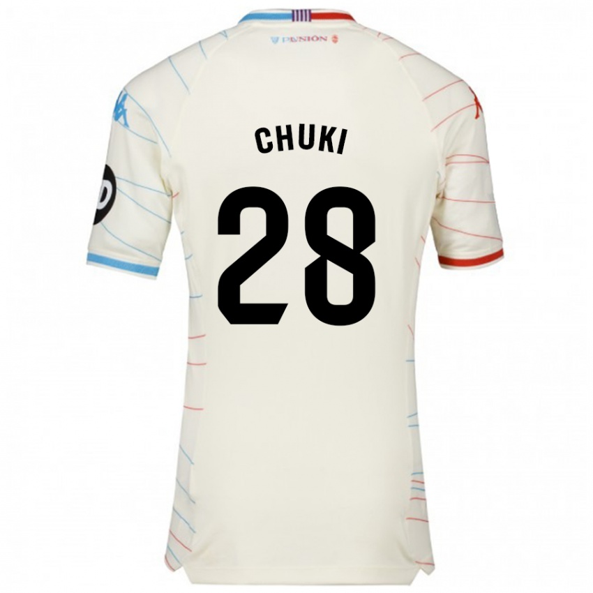 Hombre Camiseta Chuki #28 Blanco Rojo Azul 2ª Equipación 2024/25 La Camisa