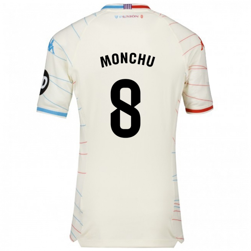 Hombre Camiseta Monchu #8 Blanco Rojo Azul 2ª Equipación 2024/25 La Camisa