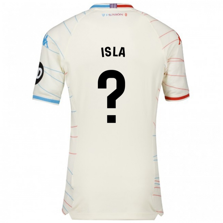 Hombre Camiseta Cristian Isla #0 Blanco Rojo Azul 2ª Equipación 2024/25 La Camisa