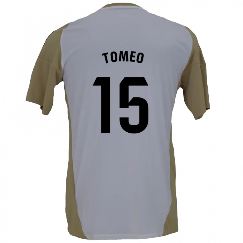 Hombre Camiseta Pablo Tomeo #15 Marrón Blanco 2ª Equipación 2024/25 La Camisa