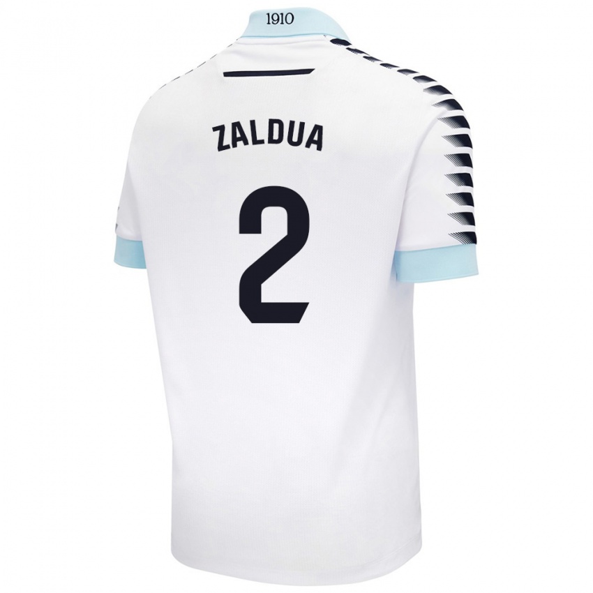 Hombre Camiseta Joseba Zaldua #2 Blanco Azul 2ª Equipación 2024/25 La Camisa