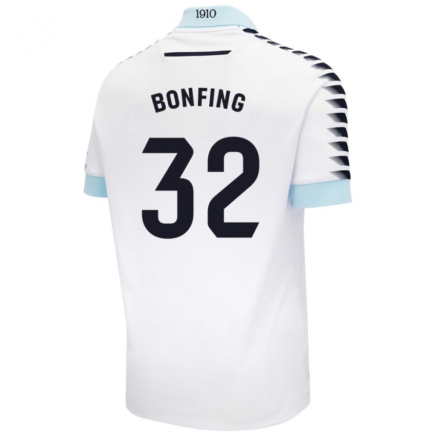 Hombre Camiseta Boubacar Bonfing #32 Blanco Azul 2ª Equipación 2024/25 La Camisa