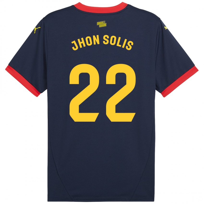 Hombre Camiseta Jhon Solís #22 Azul Marino Rojo 2ª Equipación 2024/25 La Camisa