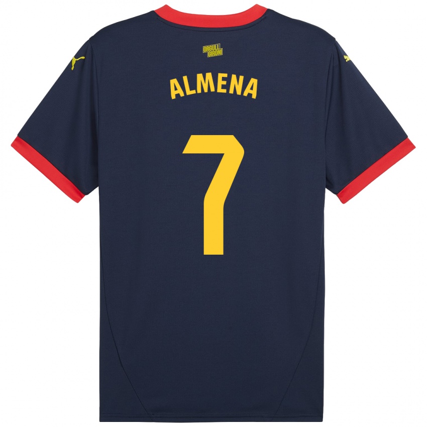 Hombre Camiseta Iker Almena #7 Azul Marino Rojo 2ª Equipación 2024/25 La Camisa