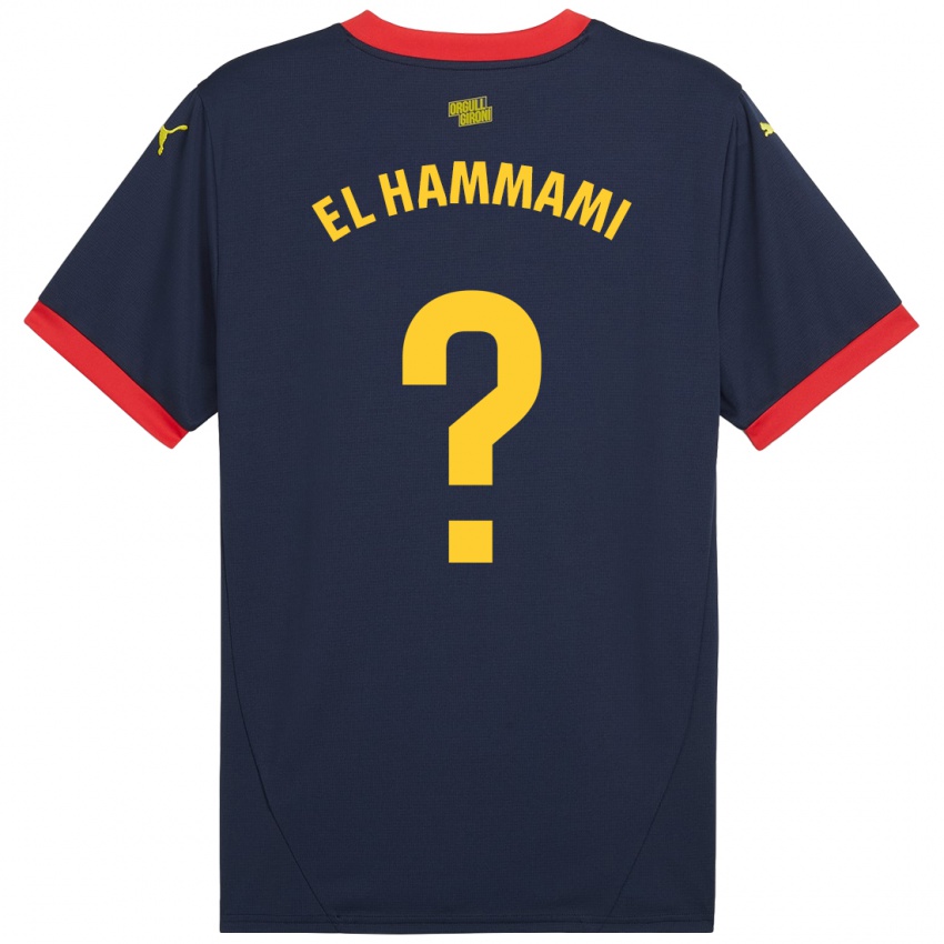 Hombre Camiseta Ayoub El Hammami #0 Azul Marino Rojo 2ª Equipación 2024/25 La Camisa