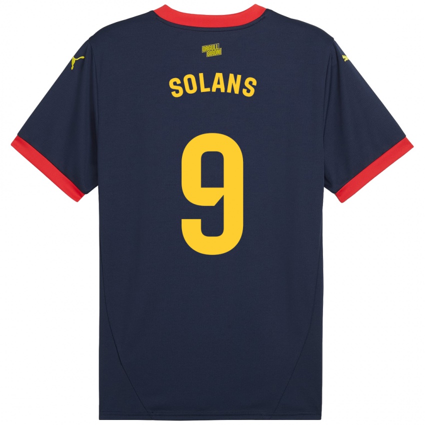 Hombre Camiseta Sergi Solans #9 Azul Marino Rojo 2ª Equipación 2024/25 La Camisa