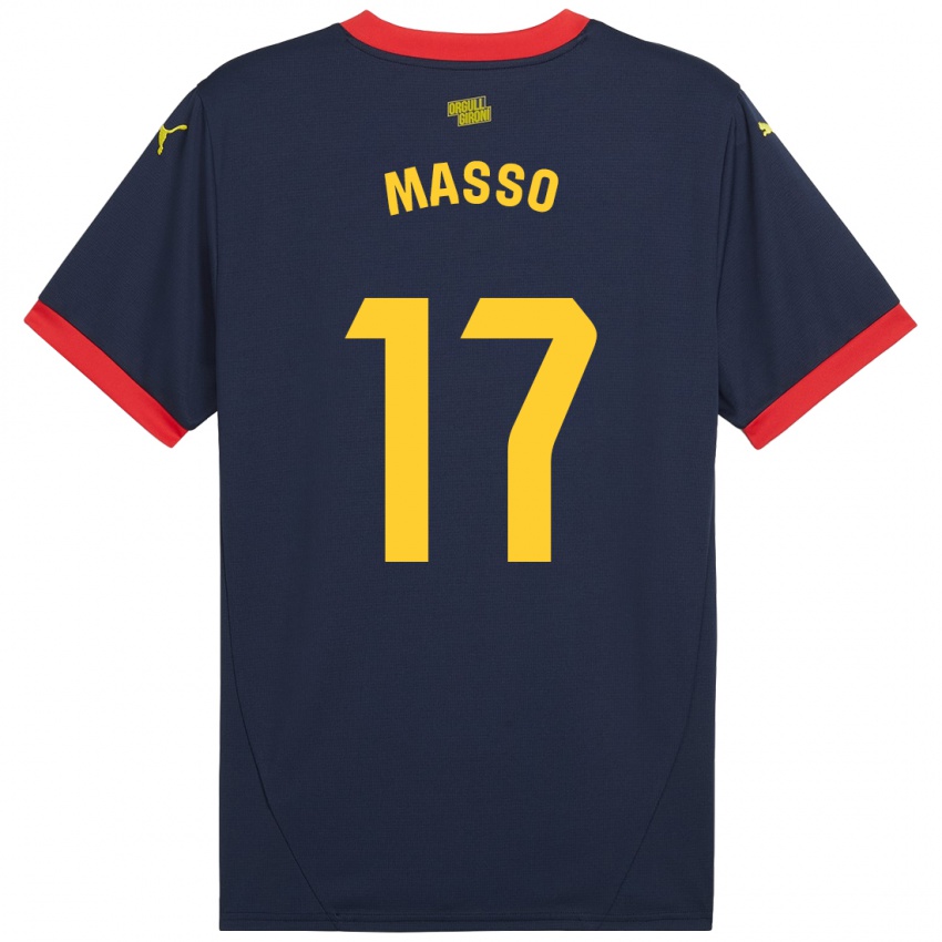 Hombre Camiseta Ainoa Massó #17 Azul Marino Rojo 2ª Equipación 2024/25 La Camisa