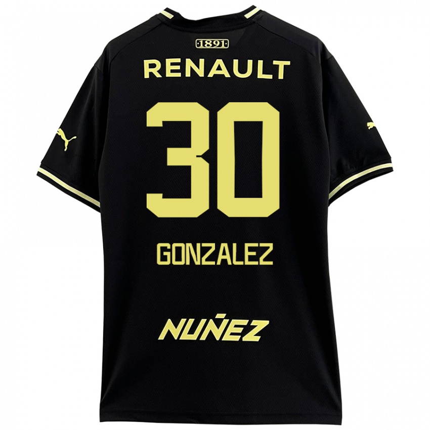 Hombre Camiseta Ángel González #30 Negro Amarillo 2ª Equipación 2024/25 La Camisa