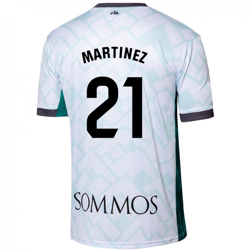 Hombre Camiseta Alejandra Martínez #21 Blanco Verde 2ª Equipación 2024/25 La Camisa