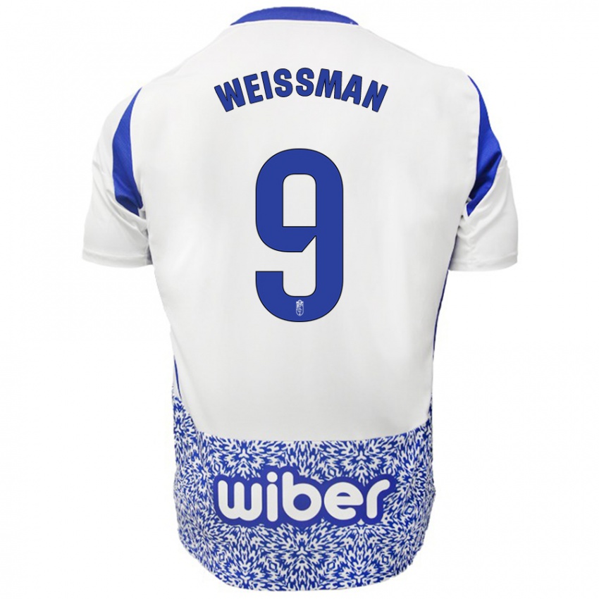 Hombre Camiseta Shon Weissman #9 Blanco Azul 2ª Equipación 2024/25 La Camisa