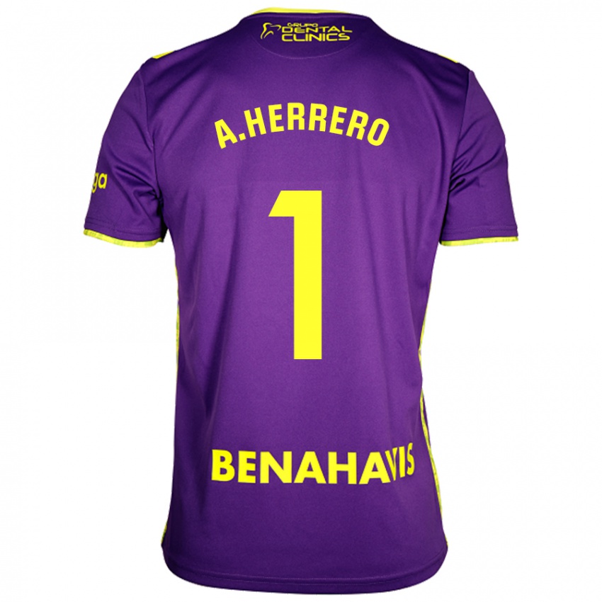 Hombre Camiseta Alfonso Herrero #1 Púrpura Amarillo 2ª Equipación 2024/25 La Camisa