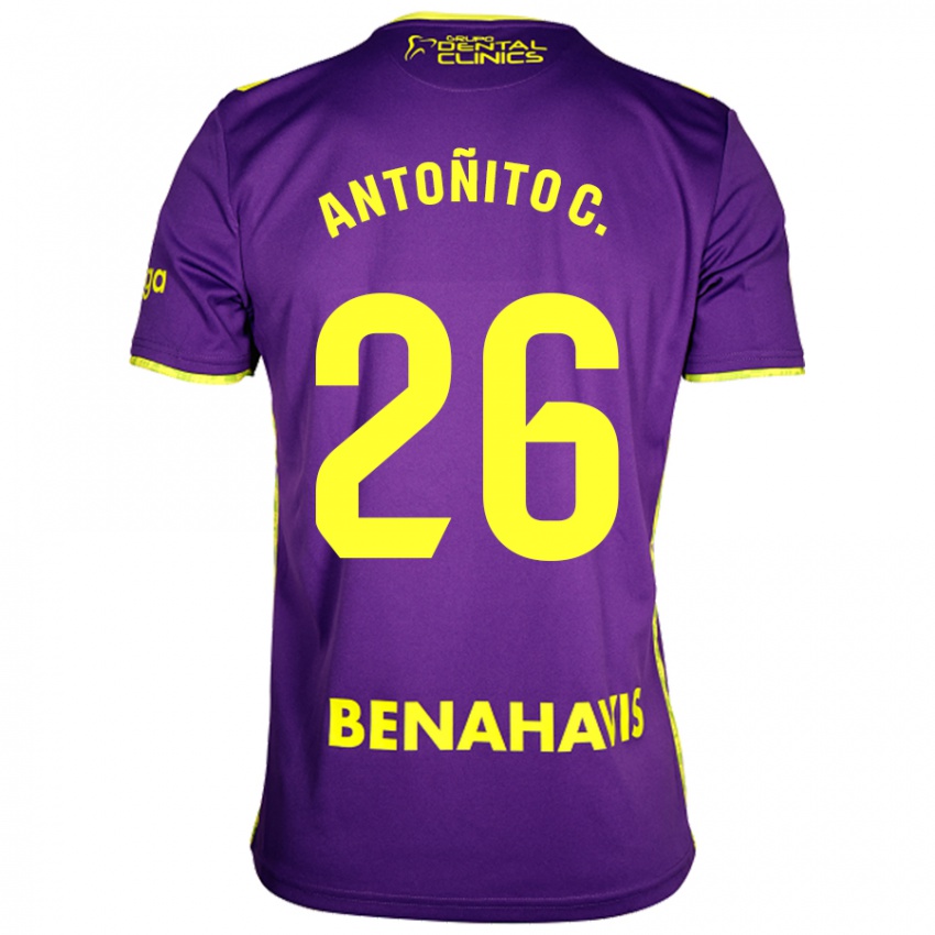 Hombre Camiseta Antonio Cordero #26 Púrpura Amarillo 2ª Equipación 2024/25 La Camisa