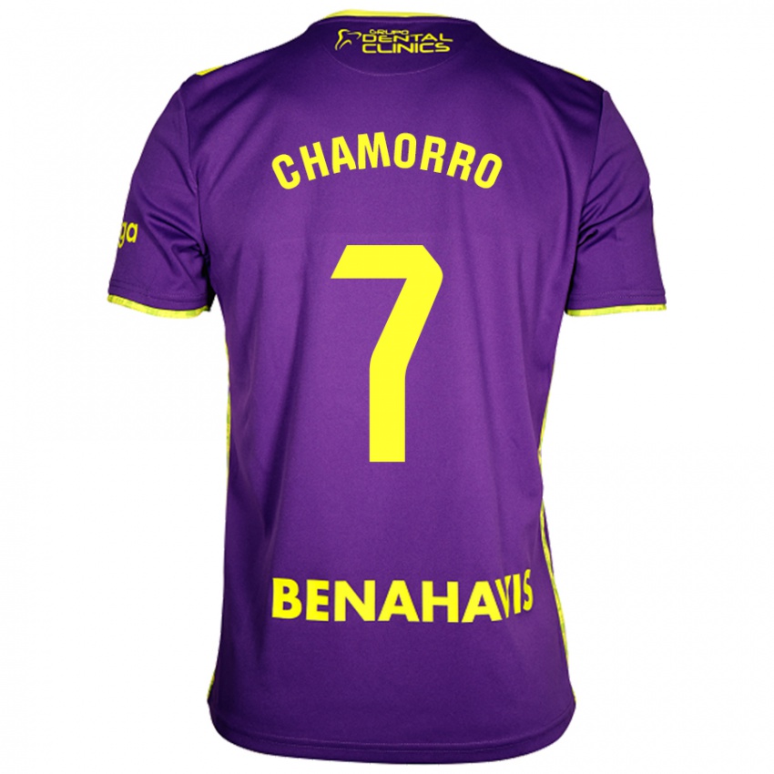 Hombre Camiseta Alexis Chamorro #7 Púrpura Amarillo 2ª Equipación 2024/25 La Camisa