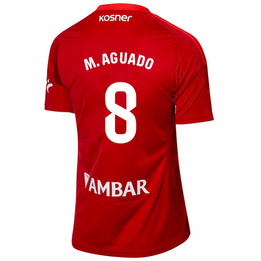 Hombre Camiseta Marc Aguado #8 Blanco Azul 2ª Equipación 2024/25 La Camisa