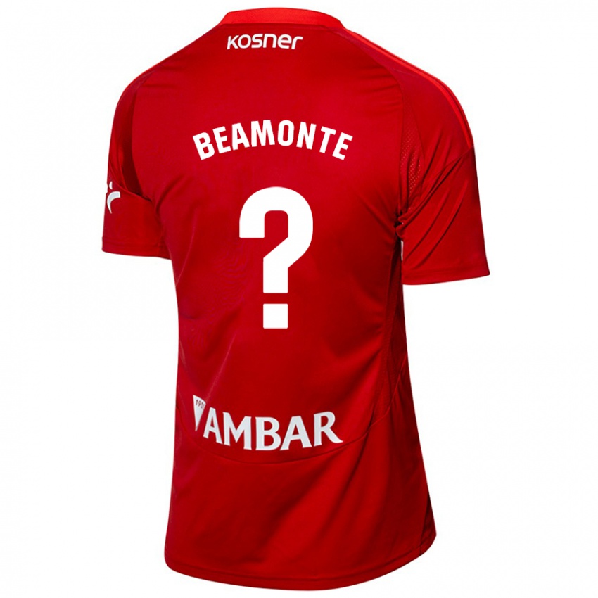 Hombre Camiseta Adrián Beamonte #0 Blanco Azul 2ª Equipación 2024/25 La Camisa