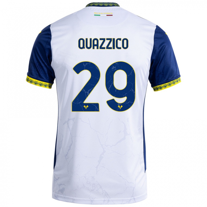 Hombre Camiseta Francesca Quazzico #29 Blanco Azul 2ª Equipación 2024/25 La Camisa