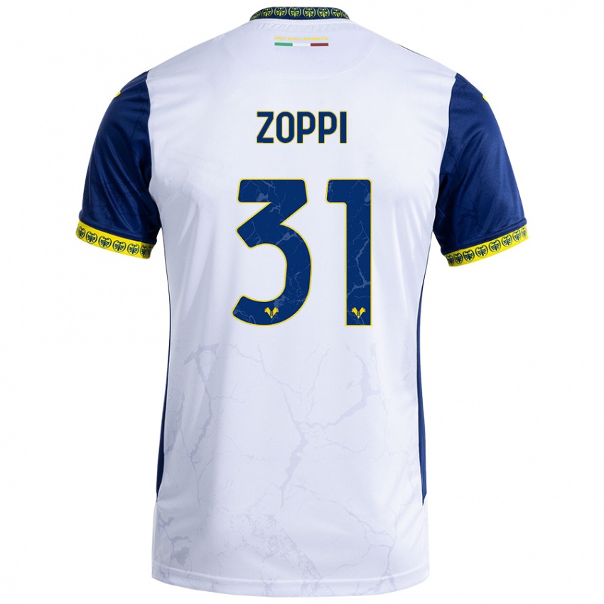 Hombre Camiseta Sofia Zoppi #31 Blanco Azul 2ª Equipación 2024/25 La Camisa