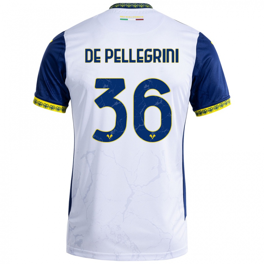 Hombre Camiseta Erika De Pellegrini #36 Blanco Azul 2ª Equipación 2024/25 La Camisa