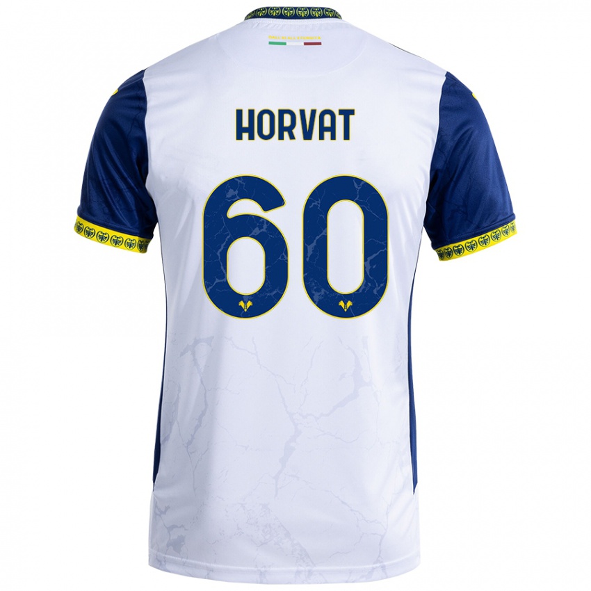 Hombre Camiseta Mihaela Horvat #60 Blanco Azul 2ª Equipación 2024/25 La Camisa