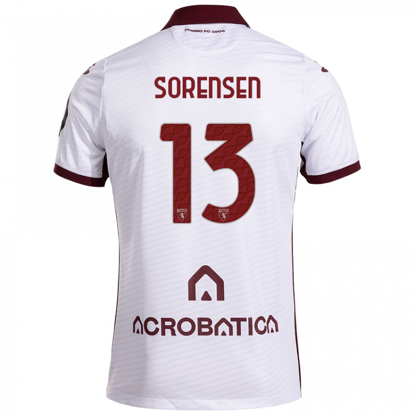 Hombre Camiseta Ben Sørensen #13 Blanco Granate 2ª Equipación 2024/25 La Camisa