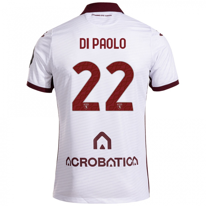 Hombre Camiseta Sebastiano Di Paolo #22 Blanco Granate 2ª Equipación 2024/25 La Camisa