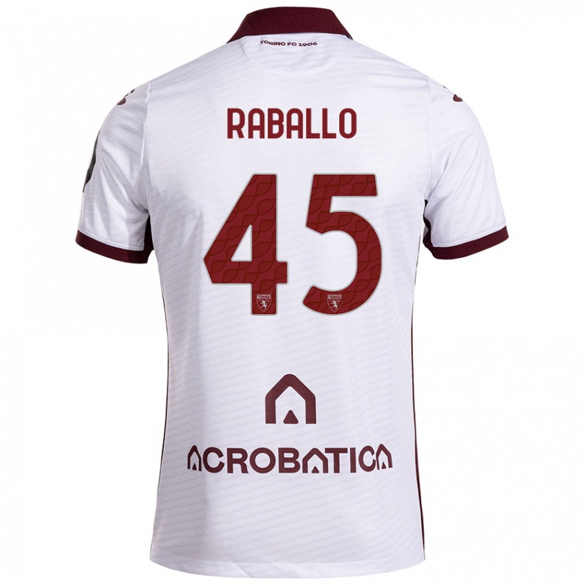 Hombre Camiseta Alessio Raballo #45 Blanco Granate 2ª Equipación 2024/25 La Camisa