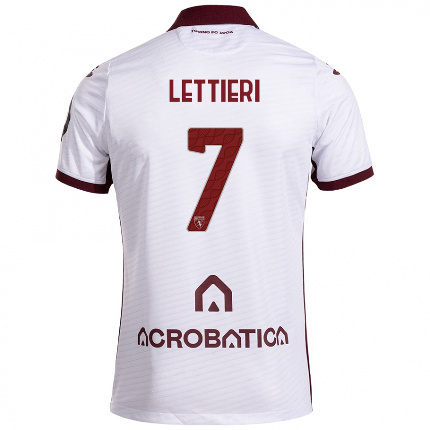 Hombre Camiseta Jessica Lettieri #7 Blanco Granate 2ª Equipación 2024/25 La Camisa