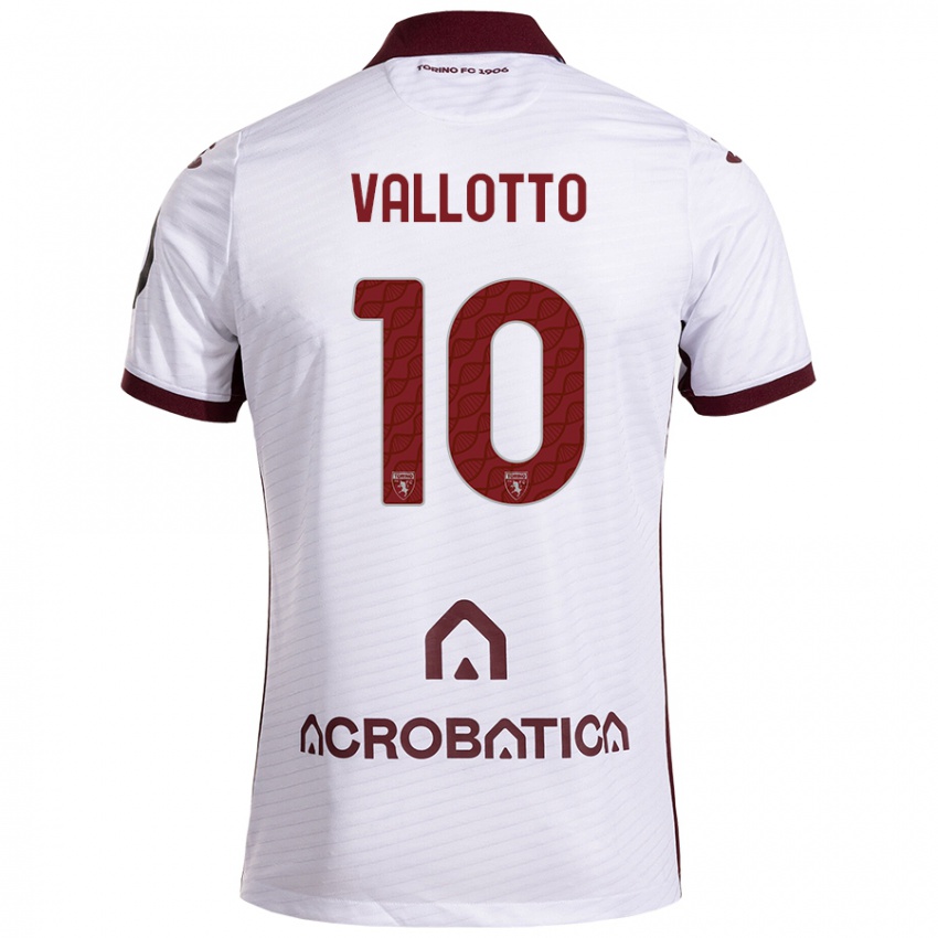 Hombre Camiseta Greta Vallotto #10 Blanco Granate 2ª Equipación 2024/25 La Camisa