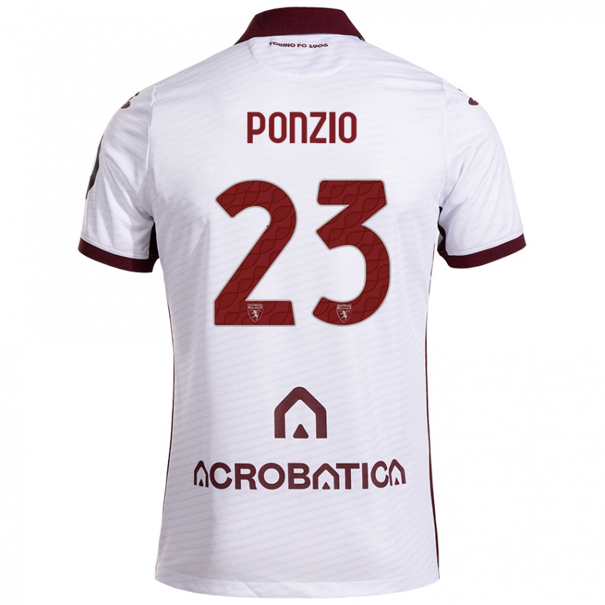 Hombre Camiseta Erika Ponzio #23 Blanco Granate 2ª Equipación 2024/25 La Camisa