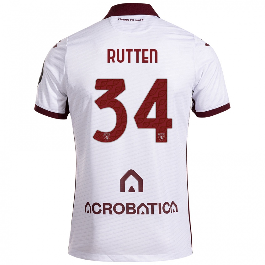 Hombre Camiseta Jill Rutten #34 Blanco Granate 2ª Equipación 2024/25 La Camisa