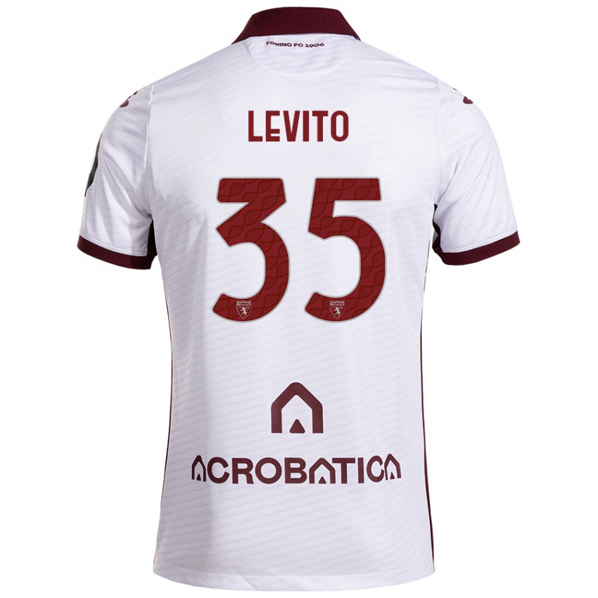 Hombre Camiseta Isabeau Levito #35 Blanco Granate 2ª Equipación 2024/25 La Camisa