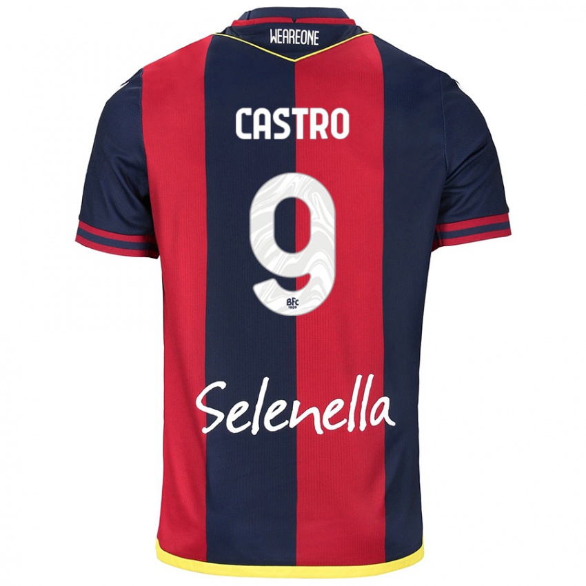 Mujer Camiseta Santiago Castro #9 Rojo Azul Real 1ª Equipación 2024/25 La Camisa