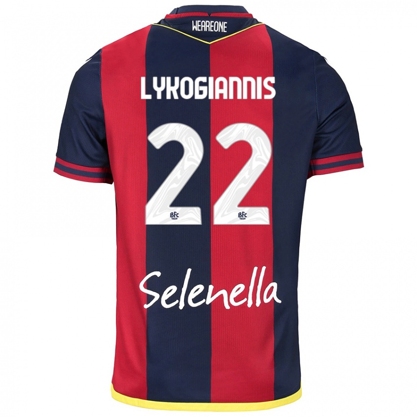 Mujer Camiseta Charalampos Lykogiannis #22 Rojo Azul Real 1ª Equipación 2024/25 La Camisa