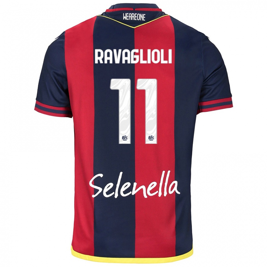 Mujer Camiseta Tommaso Ravaglioli #11 Rojo Azul Real 1ª Equipación 2024/25 La Camisa