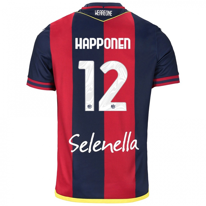 Mujer Camiseta Ukko Happonen #12 Rojo Azul Real 1ª Equipación 2024/25 La Camisa