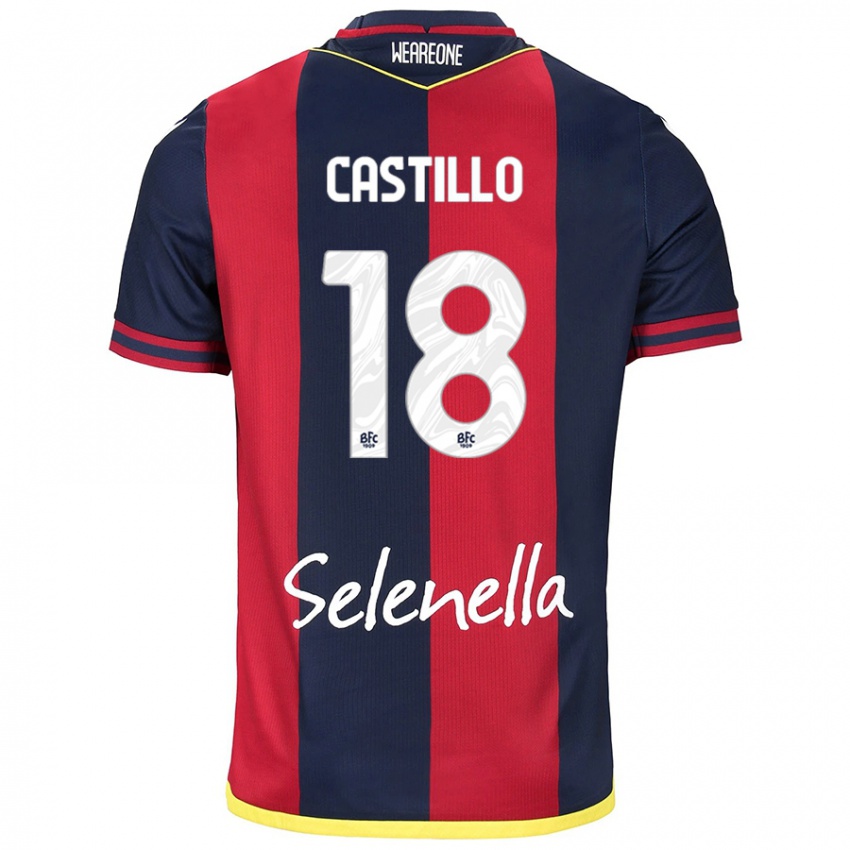 Mujer Camiseta Tomas Castillo #18 Rojo Azul Real 1ª Equipación 2024/25 La Camisa