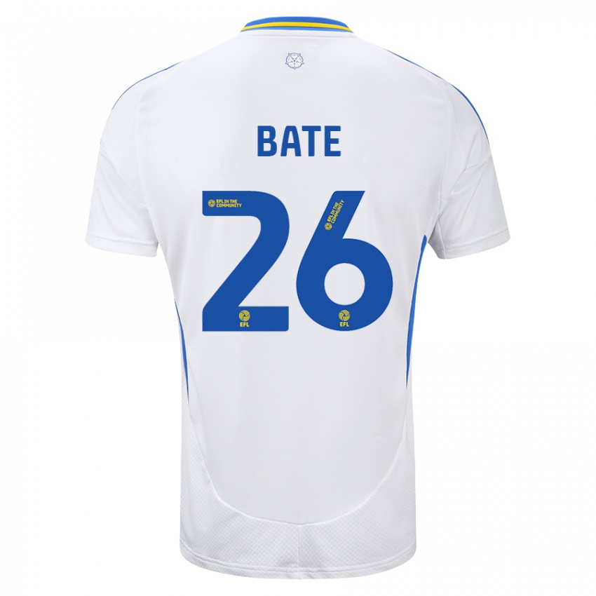 Mujer Camiseta Lewis Bate #26 Blanco Azul 1ª Equipación 2024/25 La Camisa