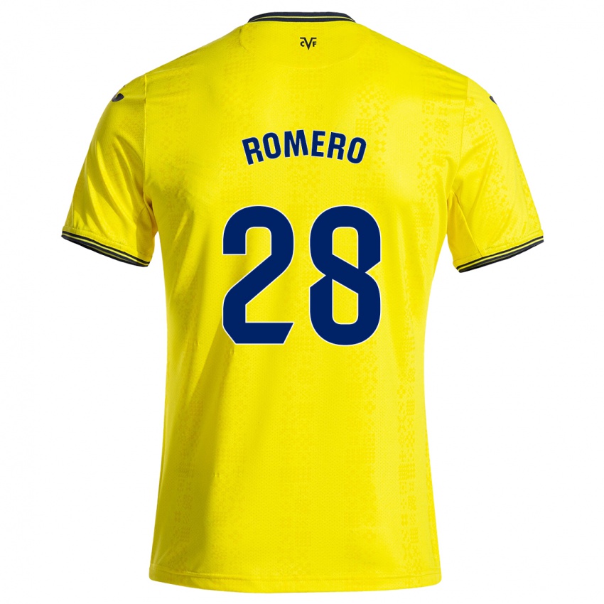 Mujer Camiseta María Romero #28 Amarillo Negro 1ª Equipación 2024/25 La Camisa