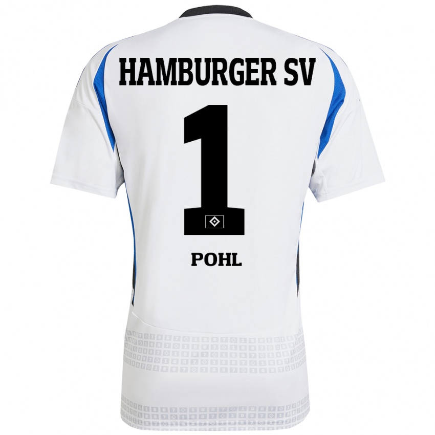 Mujer Camiseta Christina Pohl #1 Blanco Azul 1ª Equipación 2024/25 La Camisa