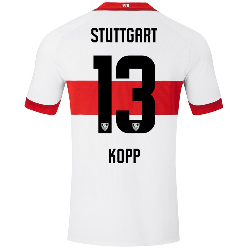 Mujer Camiseta Leonie Kopp #13 Blanco Rojo 1ª Equipación 2024/25 La Camisa