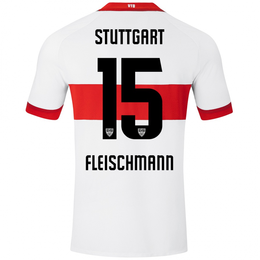 Mujer Camiseta Svea Fleischmann #15 Blanco Rojo 1ª Equipación 2024/25 La Camisa