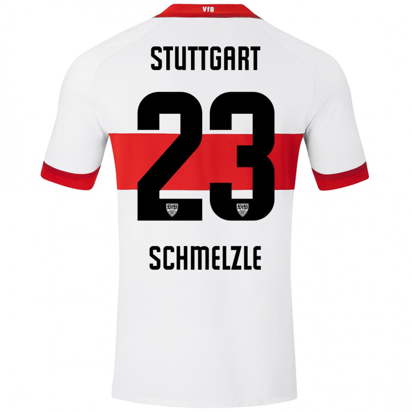 Mujer Camiseta Marlen Schmelzle #23 Blanco Rojo 1ª Equipación 2024/25 La Camisa