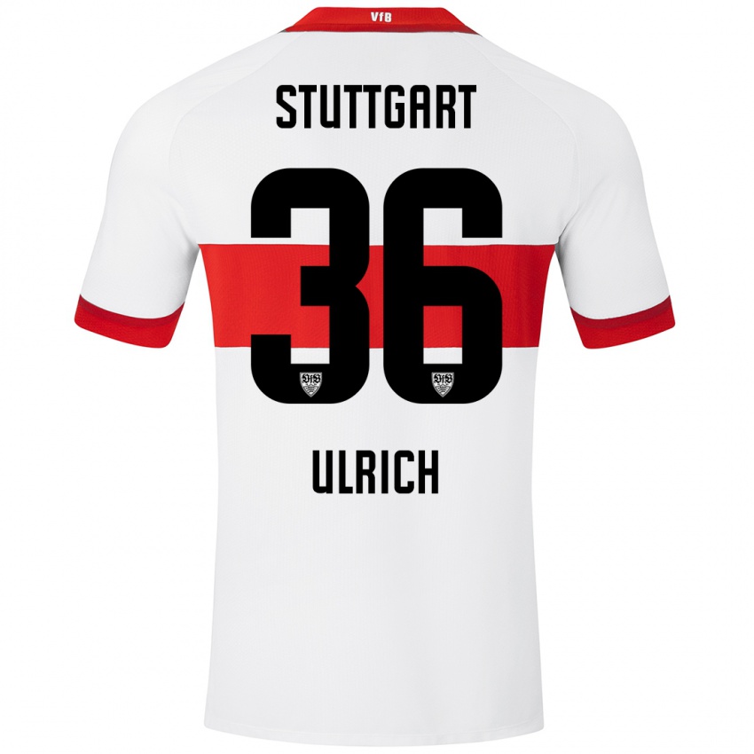 Mujer Camiseta Laurin Ulrich #36 Blanco Rojo 1ª Equipación 2024/25 La Camisa