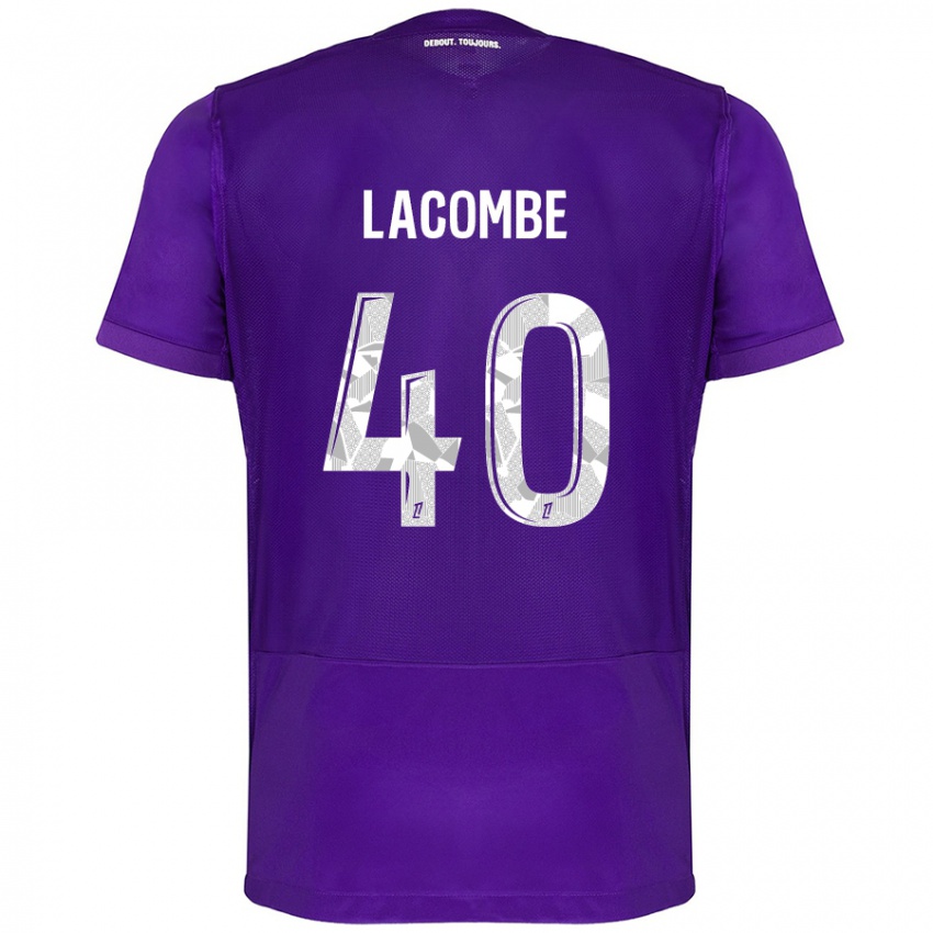 Mujer Camiseta Justin Lacombe #40 Morado Blanco 1ª Equipación 2024/25 La Camisa