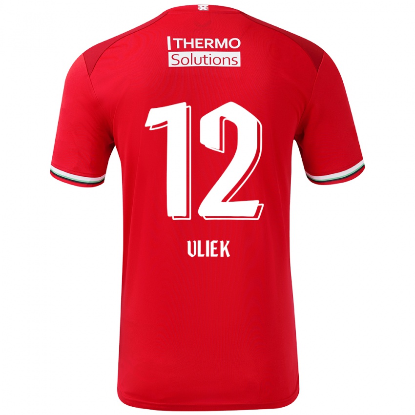 Mujer Camiseta Leonie Vliek #12 Rojo Blanco 1ª Equipación 2024/25 La Camisa