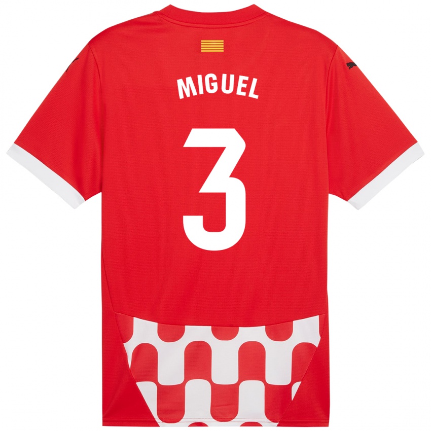 Mujer Camiseta Miguel Gutierrez #3 Rojo Blanco 1ª Equipación 2024/25 La Camisa